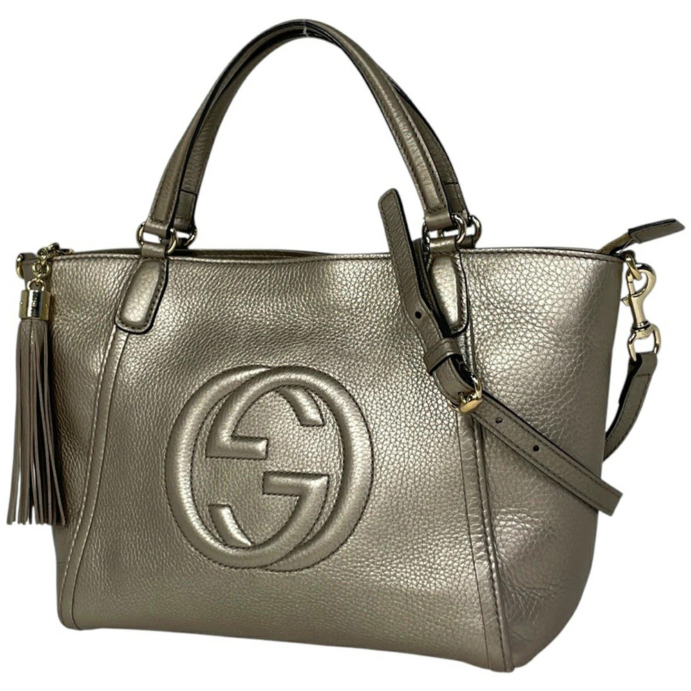 Gucci Soho Handbag Shoulder Bag Leather Gold